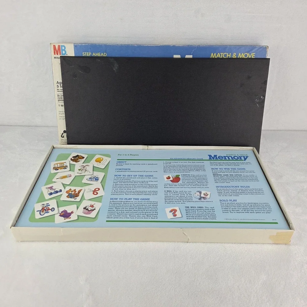 Vintage 1986 Milton Bradley Match Move Memory Game 4603 Complete 25 Cards